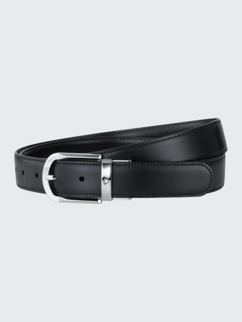 Men's Horseshoe-Buckle Reversible Leather Belt