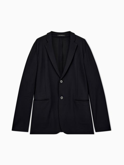 EMPORIO ARMANI BLAZER IN TECHNO JERSEY PIQUET WITH REGULAR FIT