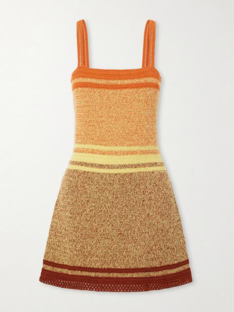 ESCVDO Plumar Striped Crocheted Cotton Mini Dress