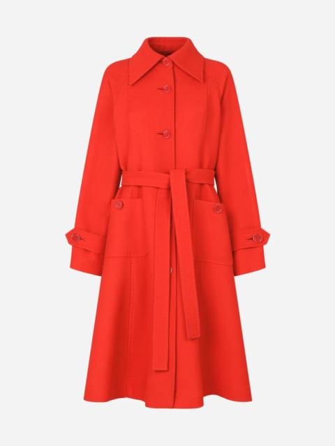 Dolce & Gabbana Belted single-breasted double crepe coat