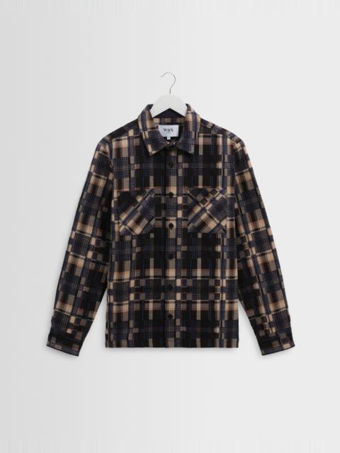 Wax London Whiting - Natural And Navy Glitch Check Overshirt