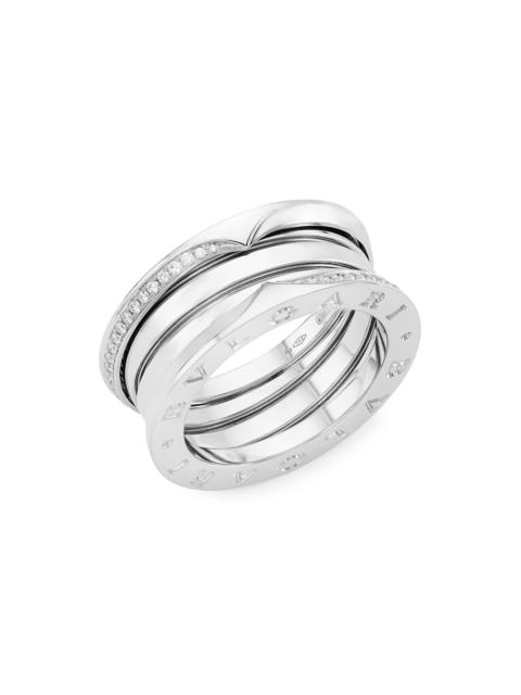 BVLGARI Women's B. Zero1 18K White Gold & Diamond Three-Band Ring - White