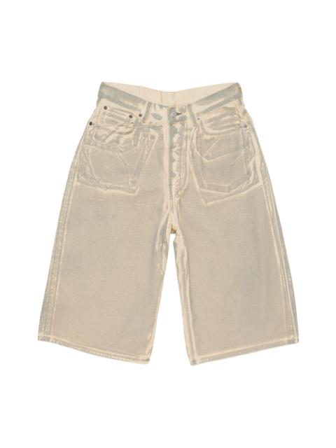 Acne Studios Men's Printed Cotton Denim Shorts - Beige Sage