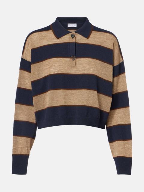 Brunello Cucinelli Wool, cashmere, and silk polo sweater