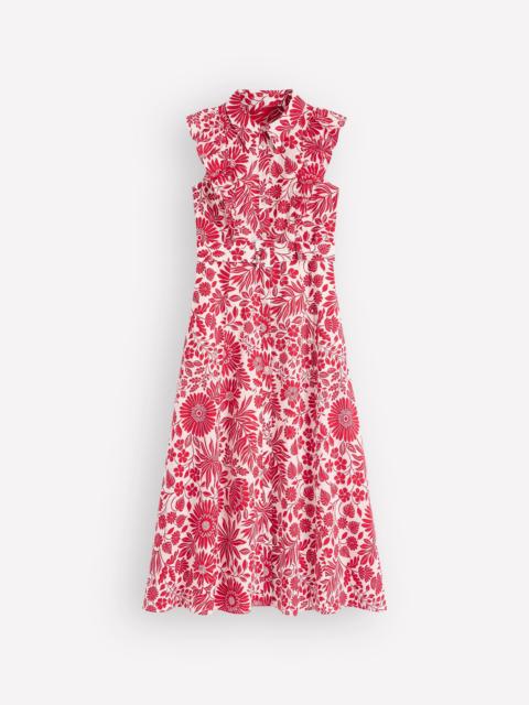 BODEN Ruffle Bodice Shirt Dress-Merida Red, Flowerbed Bloom