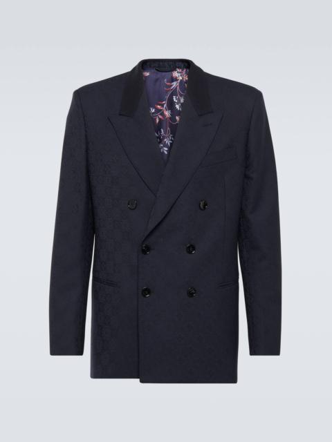 Jacquard double-breasted wool blazer