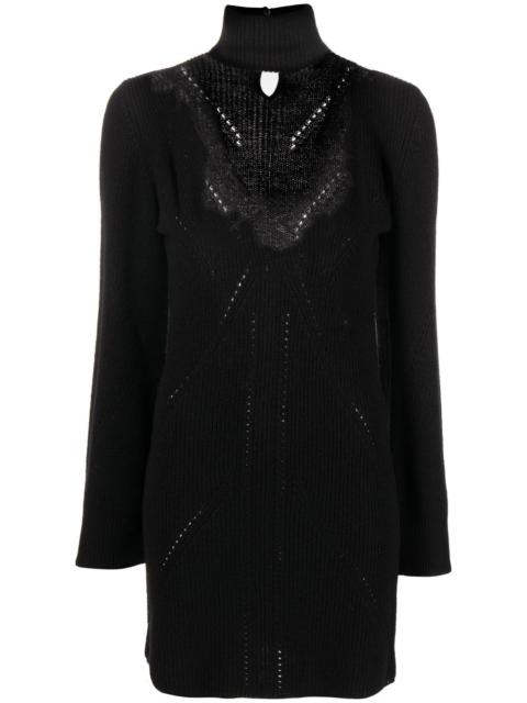 lace-trim knitted jumper dress