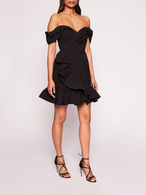 Marchesa DRAPED TAFFETA MINI DRESS