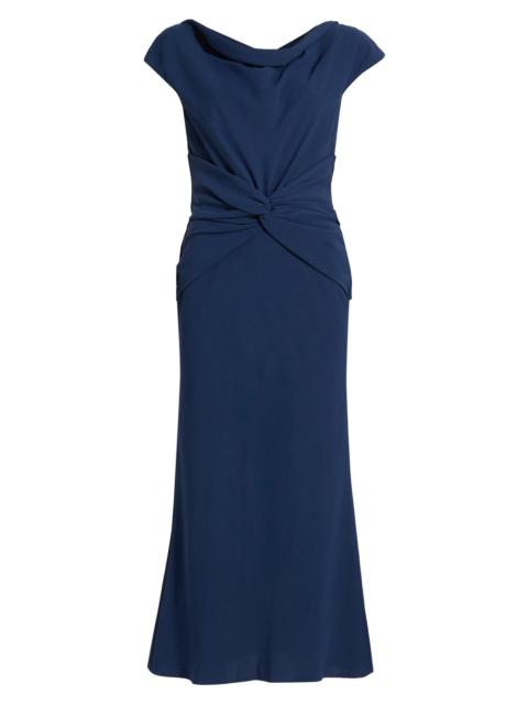 AMSALE Women's Draped Crepe Cocktail Dress - French Blue