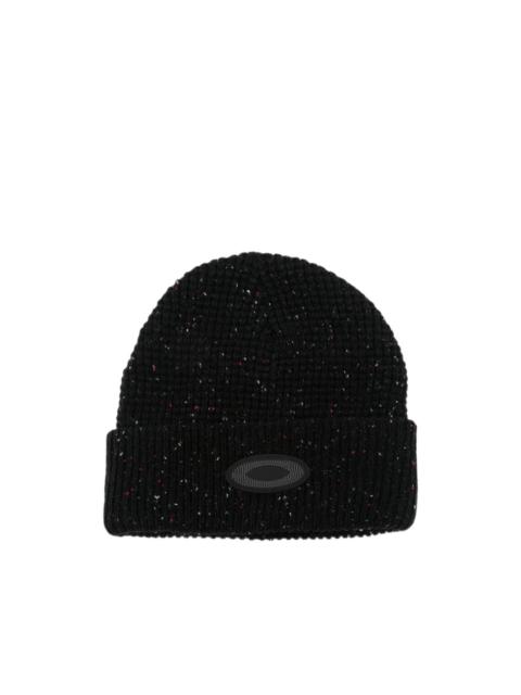 OAKLEY Ellipse flecked logo-patch beanie hat