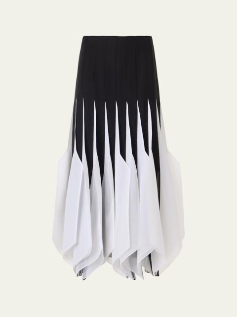 AKRIS Ribbon Inset Panama Silk Organza Midi Skirt