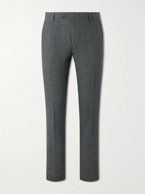 Sunspel Straight-Leg Pleated Linen Suit Trousers Green