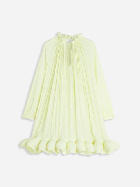 Lanvin LONG SLEEVE MINI DRESS WITH RUFFLES IN CHARMEUSE
