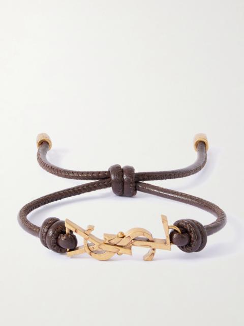 SAINT LAURENT Gold-Tone and Leather Bracelet