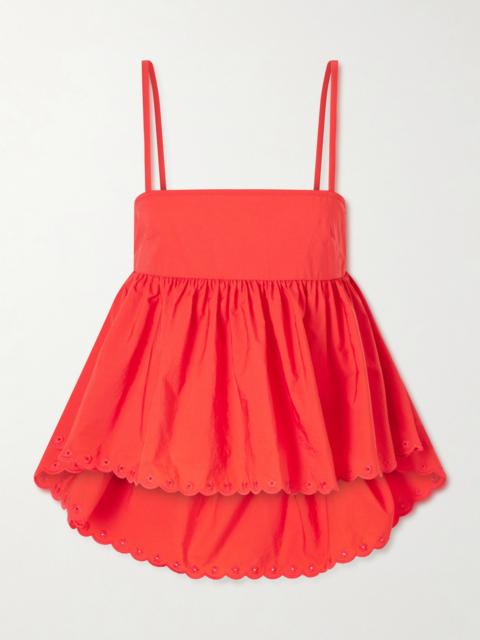 CECILIE BAHNSEN Selena Broderie Anglaise-trimmed Cotton-blend Top