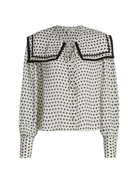 FRAME Women's Fleet Polka Dot Silk Blouse - Cream Multi