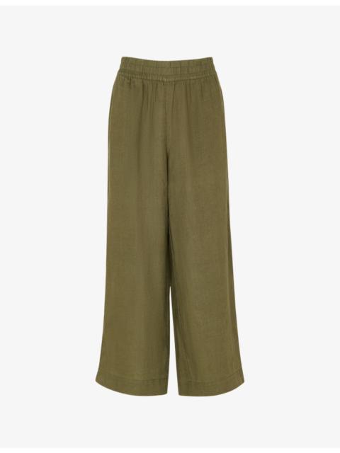 WHISTLES Elasticated-waist high-rise linen trousers