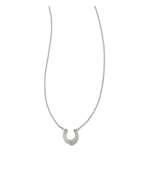 KENDRA SCOTT Noble 14k White Gold Horseshoe Short Pendant Necklace in Turquoise