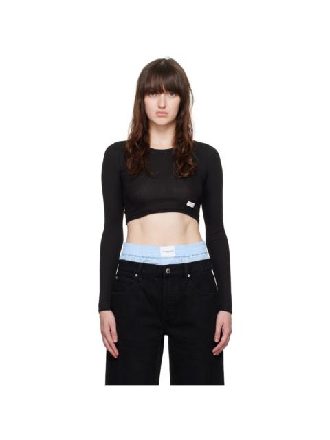 Alexander Wang Black Cropped Long Sleeve T-Shirt