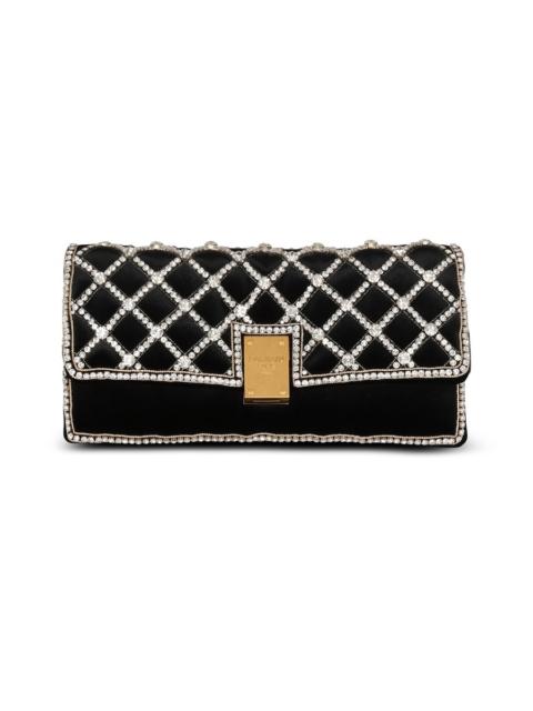 Balmain 1945 Soft velvet and pearl clutch bag
