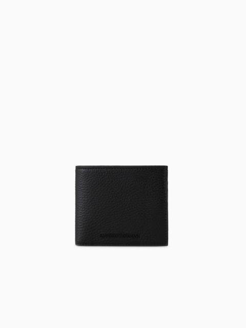 EMPORIO ARMANI Tumbled leather wallet with coin pocket