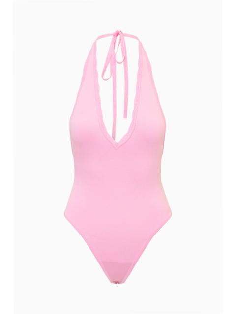 LoveShackFancy Berta Plunge Neck Bodysuit