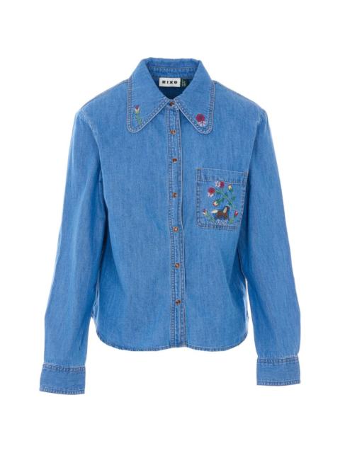 RIXO Edaline embroidery long-sleeve shirt