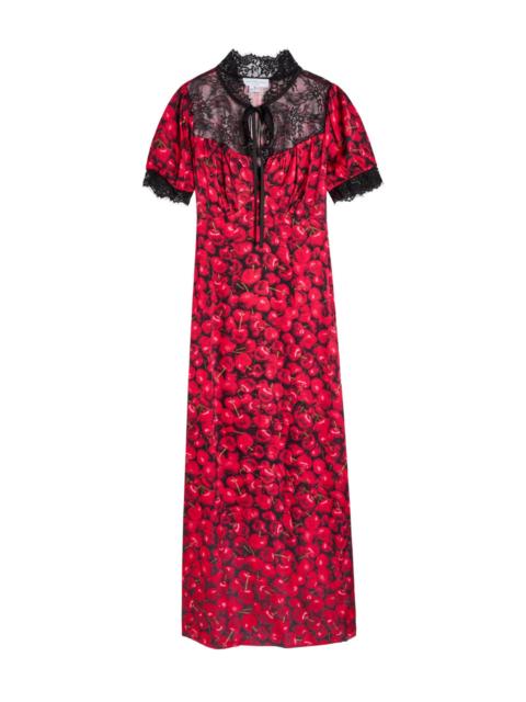 Never Fully Dressed Never Fully Dressed Lyla Cherry-print Lace and Satin Midi Dress