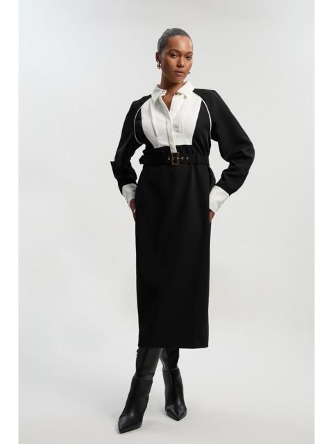 KAREN MILLEN Plus Size Twill Collared Woven Maxi Dress