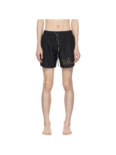 Black Embossed Swim Shorts