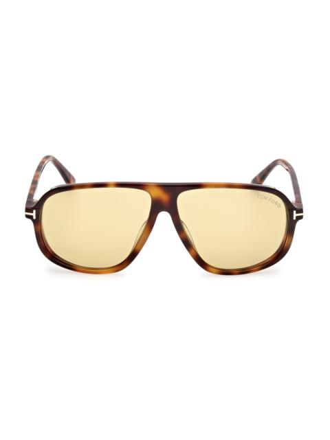 TOM FORD Men's Guillaume 61MM Aviator Sunglasses - Havana Yellow