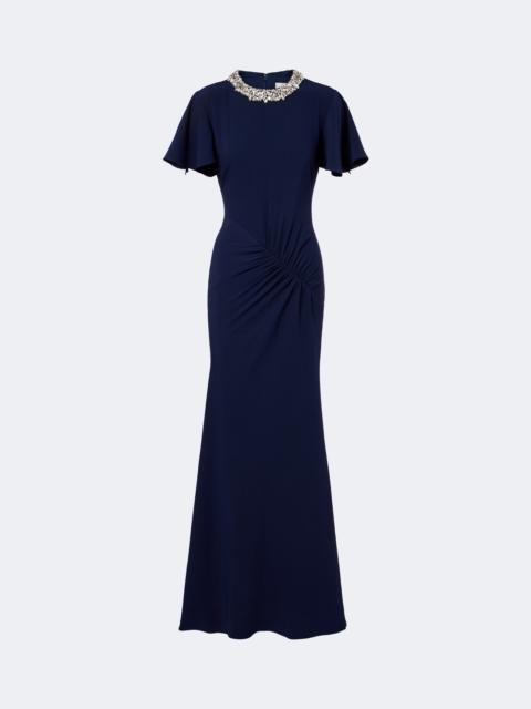 ROLAND MOURET Crystal-embellished gathered gown