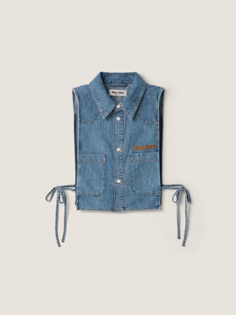 Miu Miu Cropped chambray tie shirt
