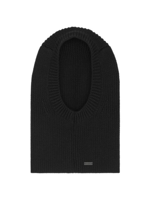 SAINT LAURENT large ribbed balaclava in wool