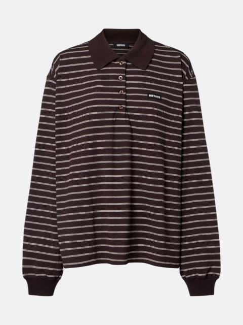 ROTATE Striped oversized cotton-blend polo shirt