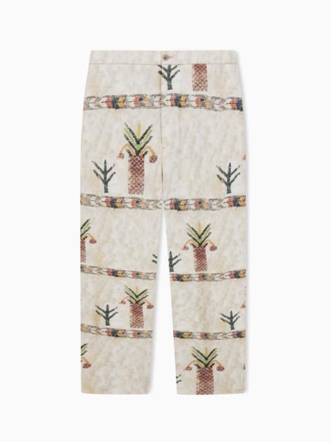 GIORGIO ARMANI FLAT FRONT TROUSERS IN LYOCELL AND SILK WITH PRINT