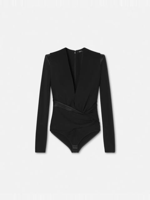 VERSACE Deep V-Neck Crêpe Bodysuit