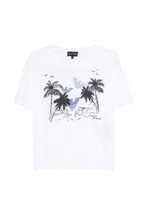 EMPORIO ARMANI palm tree printed T-shirt