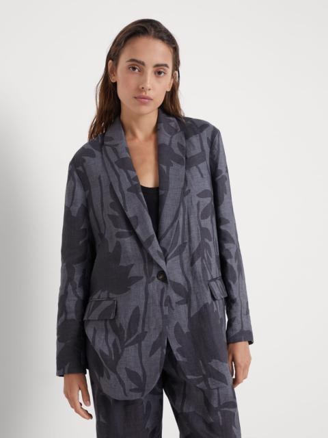 Brunello Cucinelli Ramage print lessivé linen blazer with monili