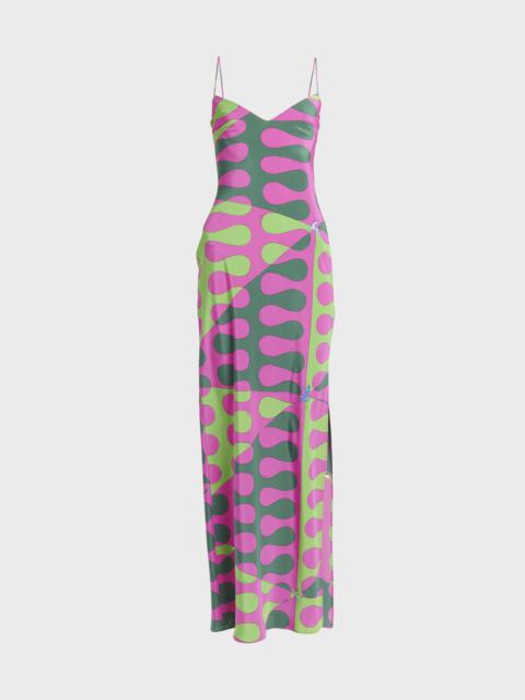 EMILIO PUCCI Abstract-Print Sleeveless Slit-Hem Maxi Slip Dress