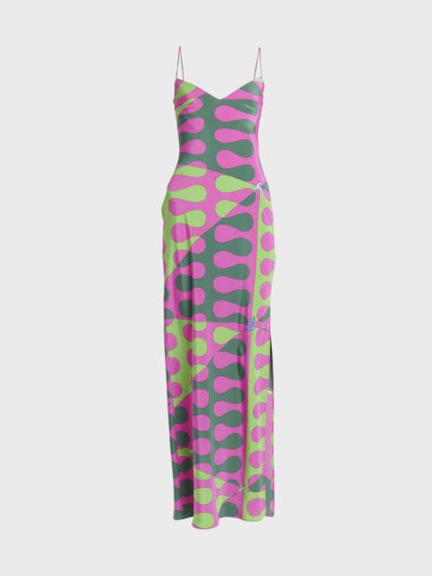 PUCCI Abstract-Print Sleeveless Slit-Hem Maxi Slip Dress