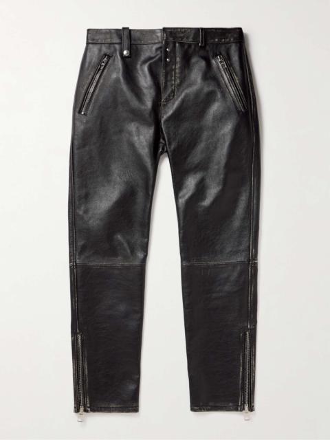 Alexander McQueen Slim-Fit Zip-Detailed Leather Trousers