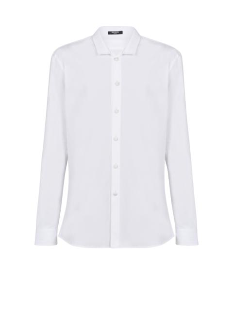 Cotton shirt with satin-covered buttons