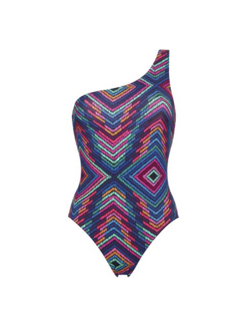 Multicolore one-shoulder swimsuit
