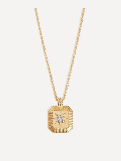 MISSOMA 18ct Gold-Plated Vermeil Silver Engravable April Birthstone Star Ridge Pendant Necklace