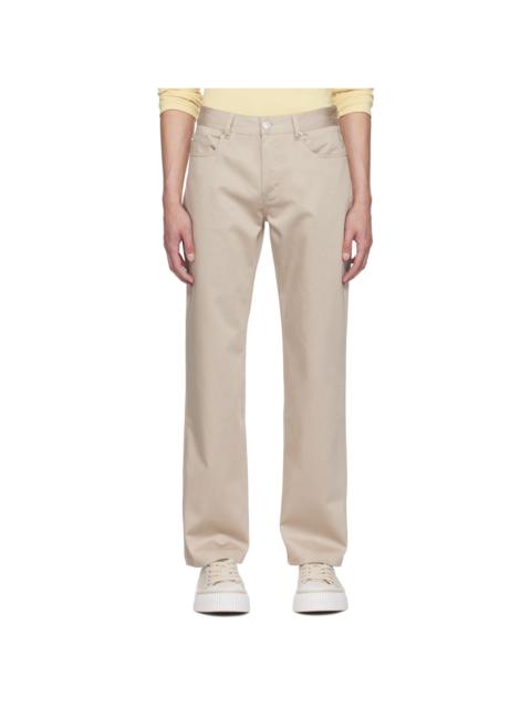 Beige Straight Fit Trousers