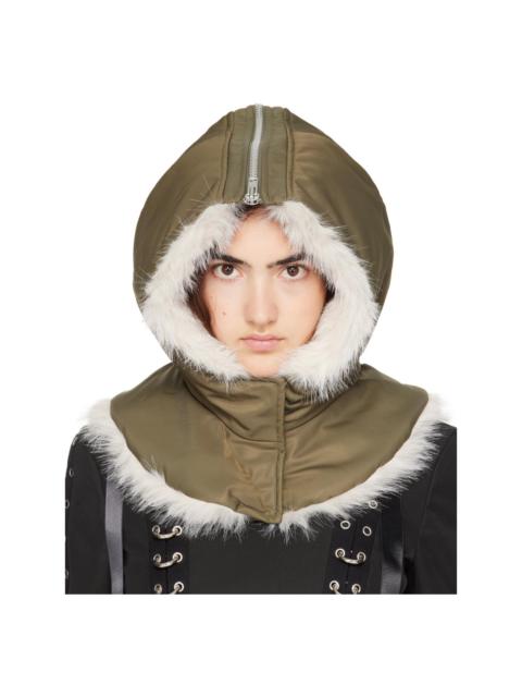 Simone Rocha Khaki Split Faux Fur Zip Hood