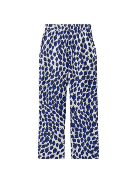 strawberry-print straight trousers