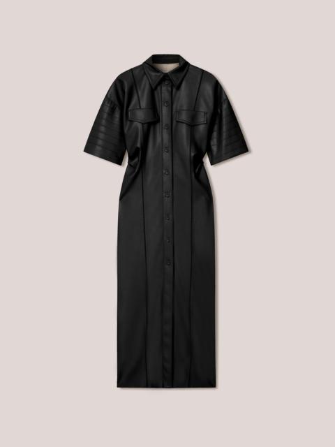 Nanushka TAISSA - Vegan leather corrugated effect dress - Black