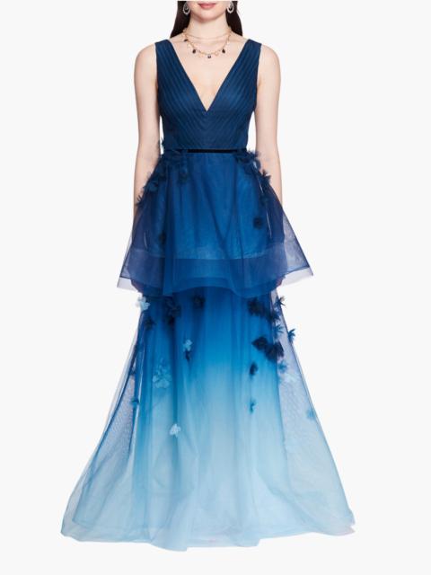 Marchesa TWO-TIERED TEAL GOWN
